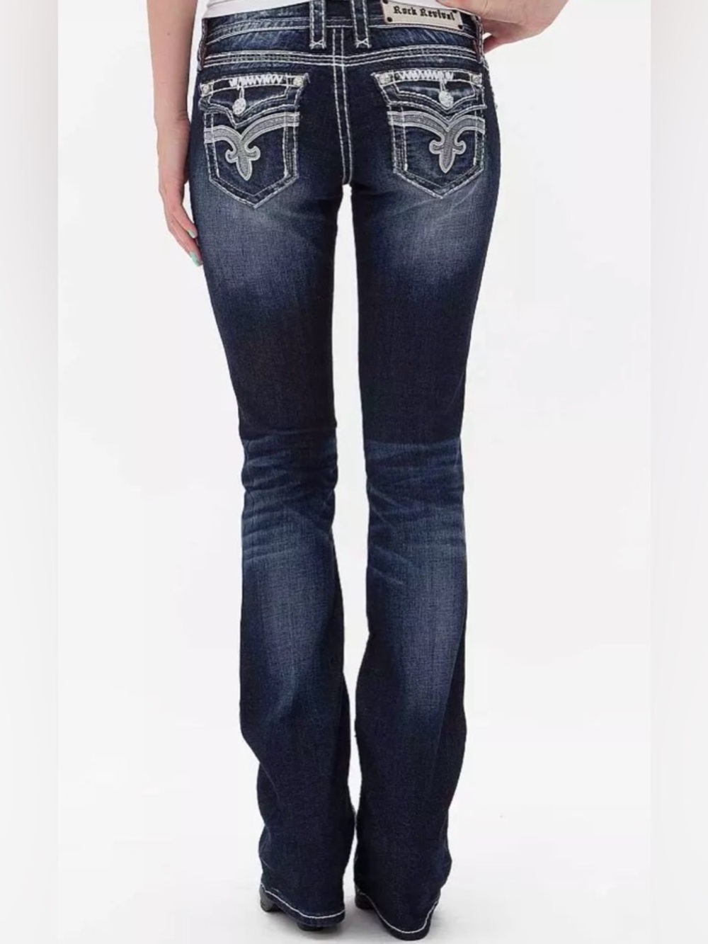 Rock Revival Women's Manisa Boot Cut Stretch Denim Dark Wash Jeans Size 30